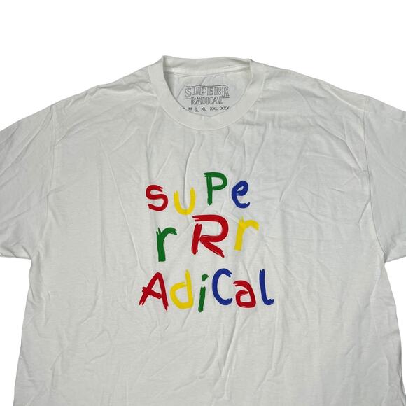 SuperrRadical Finger Paint Crayon Graphic Tee T-Shirt White Adult Large - Picture 3 of 4
